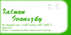kalman ivanszky business card